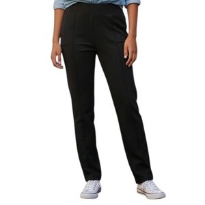 Cache Black Stretch Pull On Straight Leg Pants Pintuck Seam Classic Workwear L